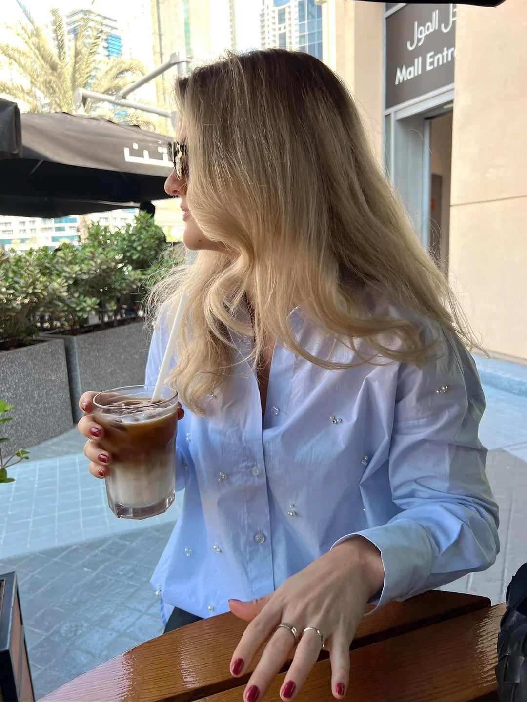 RAH OSLO Cena cotton shirt pearls