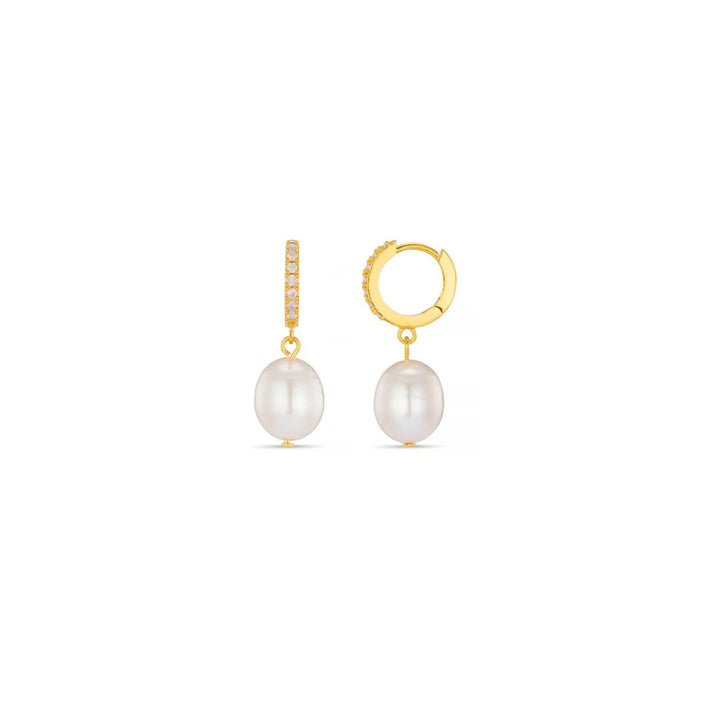 ORELIA Pearl drop &amp; rwo hoop earring
