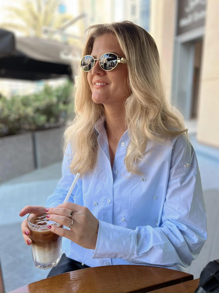 RAH OSLO Cena cotton shirt pearls