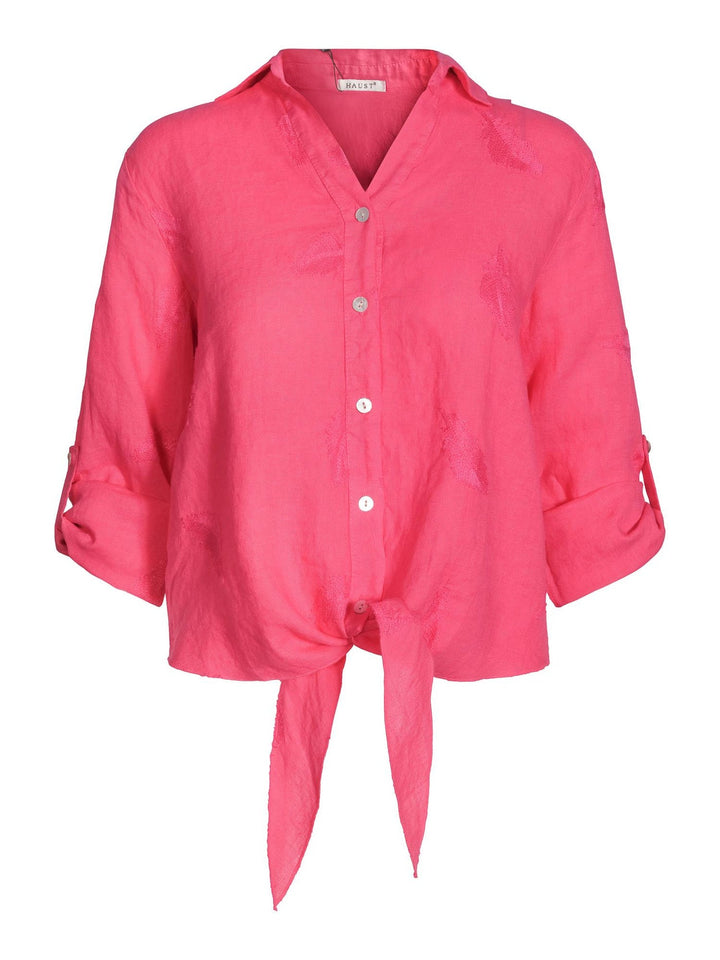 Haust Tie feather embr shirt