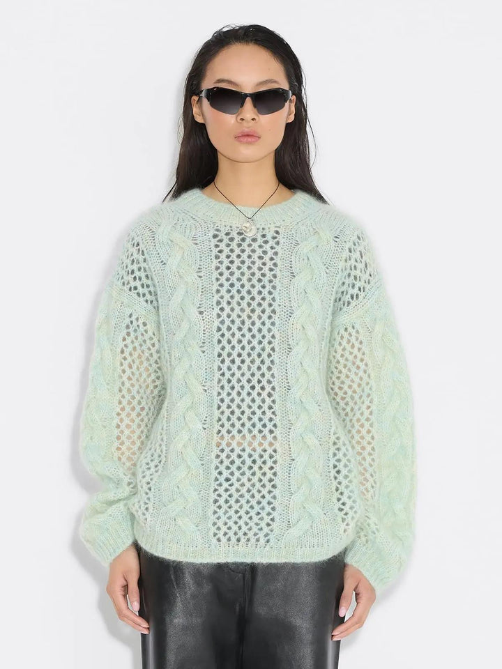 Holzweiler Mohair cable knit crew