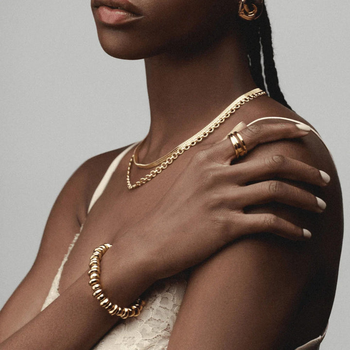 ORELIA Polished metal nugget stretch