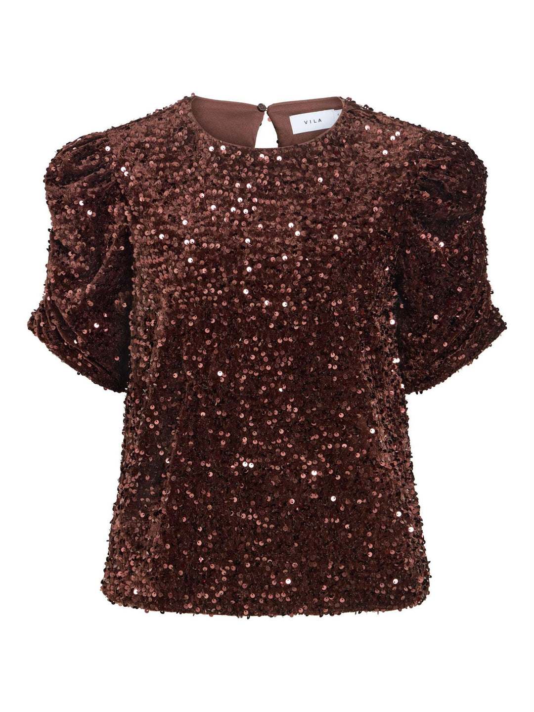 Vila Vibelieve Neck puff seq top