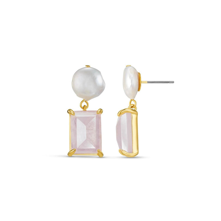 ORELIA Pearl &amp; rose quartz earring