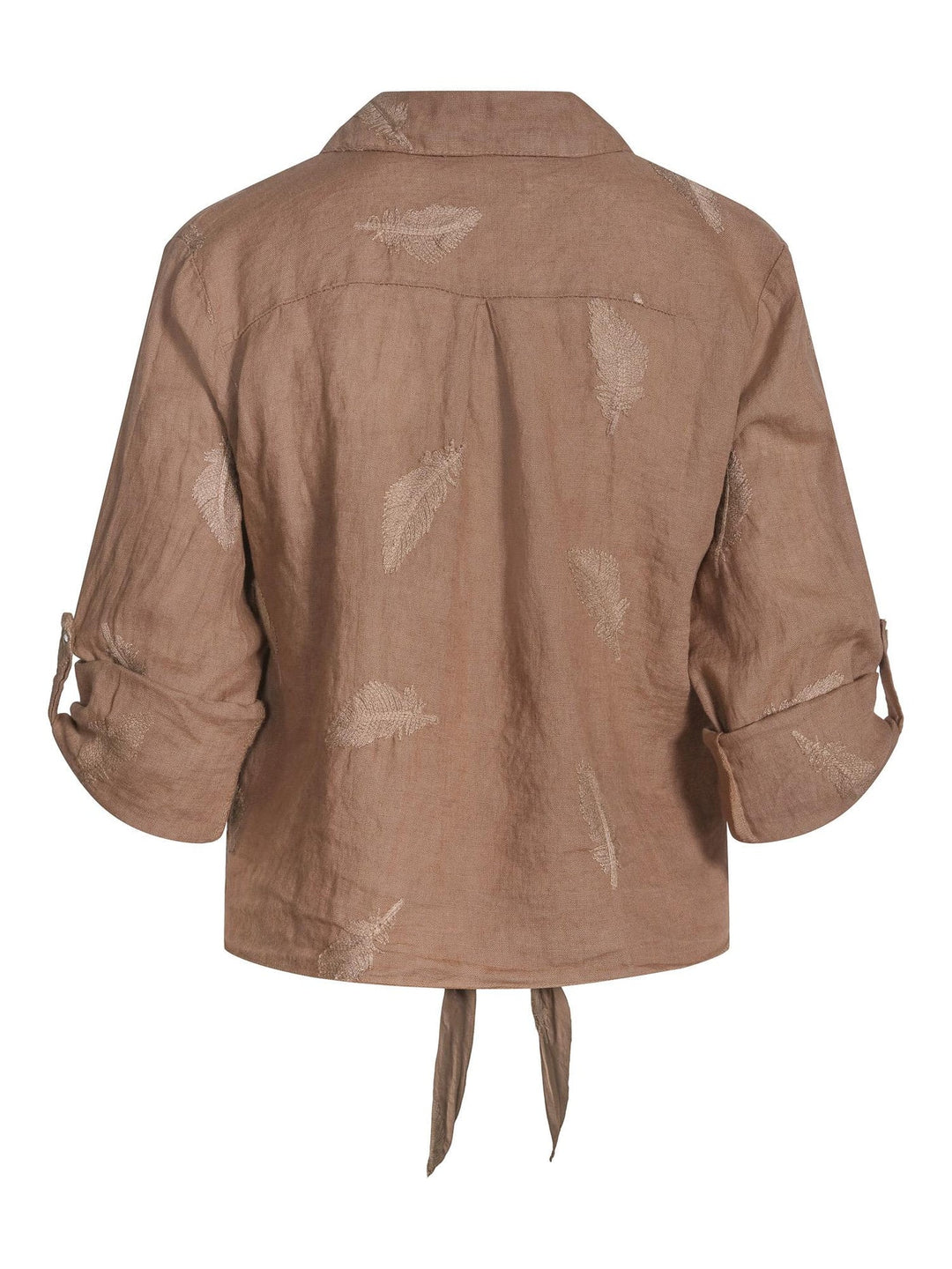 Haust Tie feather embr shirt