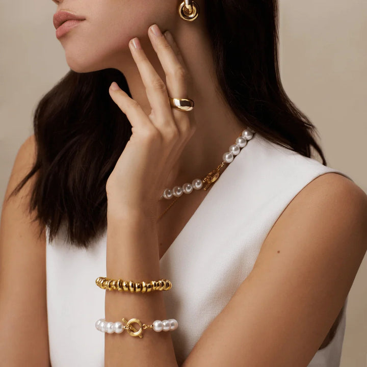 ORELIA Polished metal nugget stretch