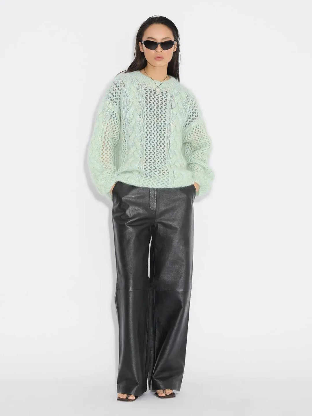 Holzweiler Mohair cable knit crew