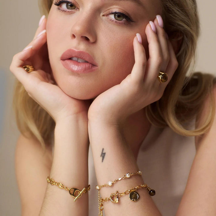 ORELIA Pearl &amp; bar link chain