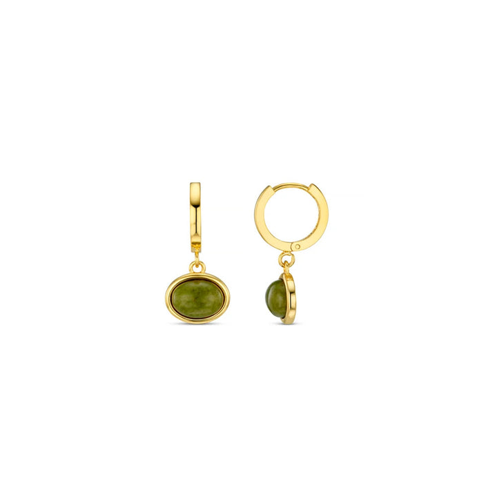 ORELIA Green jade charm hoops