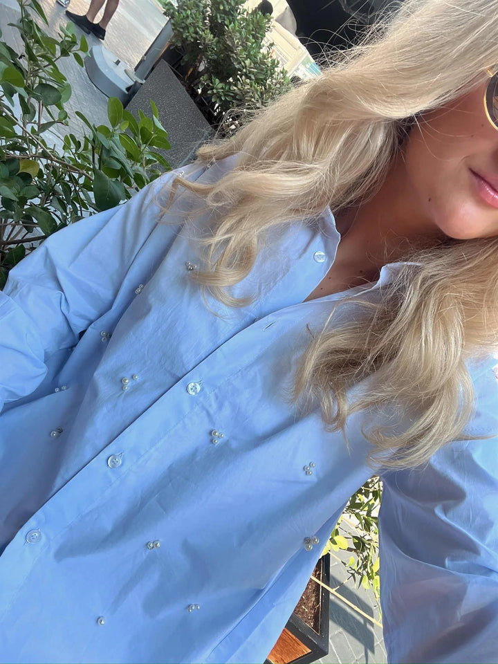 RAH OSLO Cena cotton shirt pearls